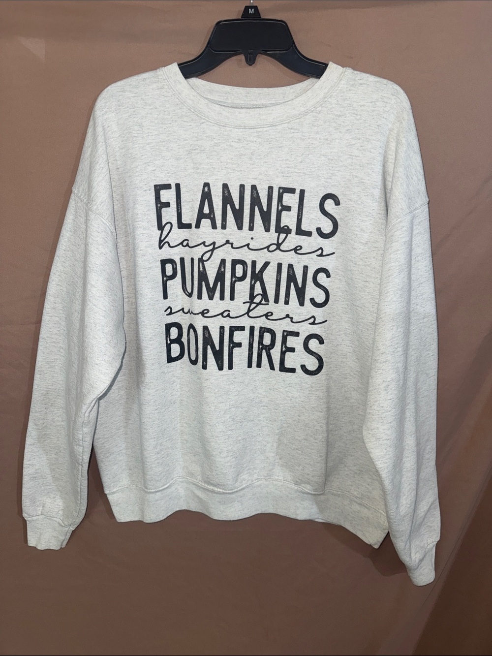 Women’s Large Grey Gildan Crewneck Sweatshirt with Black Fall Text